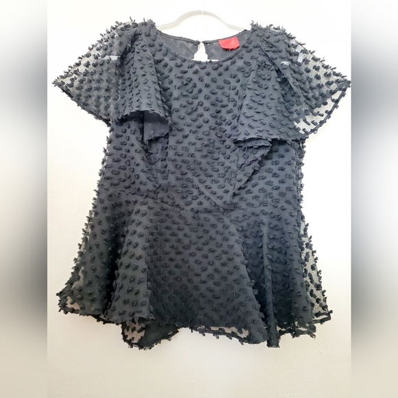 V Cristina Tops - V CRISTINA WOMENS SHEER BLACK TOP